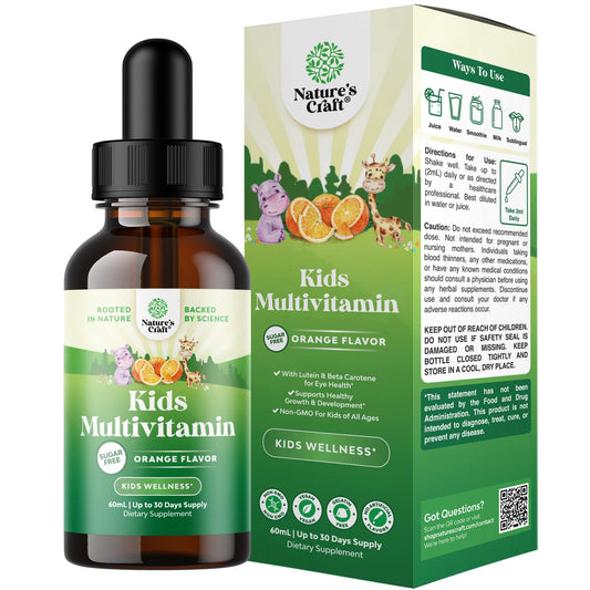 Botella multivitamínico líquido Nature's Craft para niños, 30 porciones.