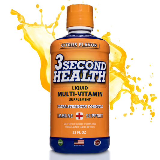 Botella de multivitamínico líquido 3 Second Health vegano.