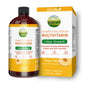 botella de multivitamínico líquido sabor melocotón y mango.