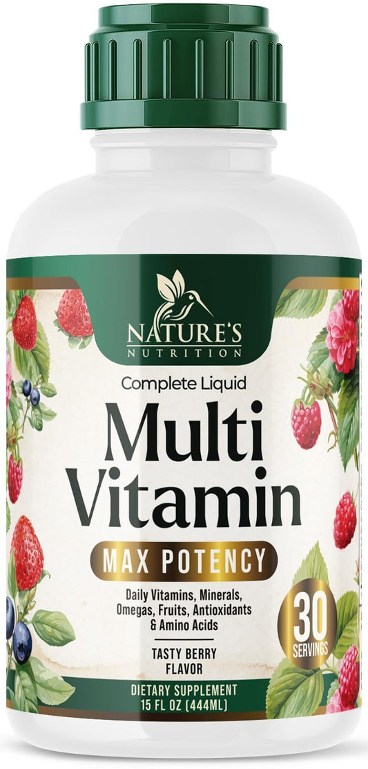 Botella de multivitamínico líquido para toda la familia