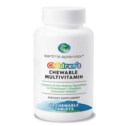 botella de multivitamínico masticable para niños de Earth's Splendor con 60 comprimidos