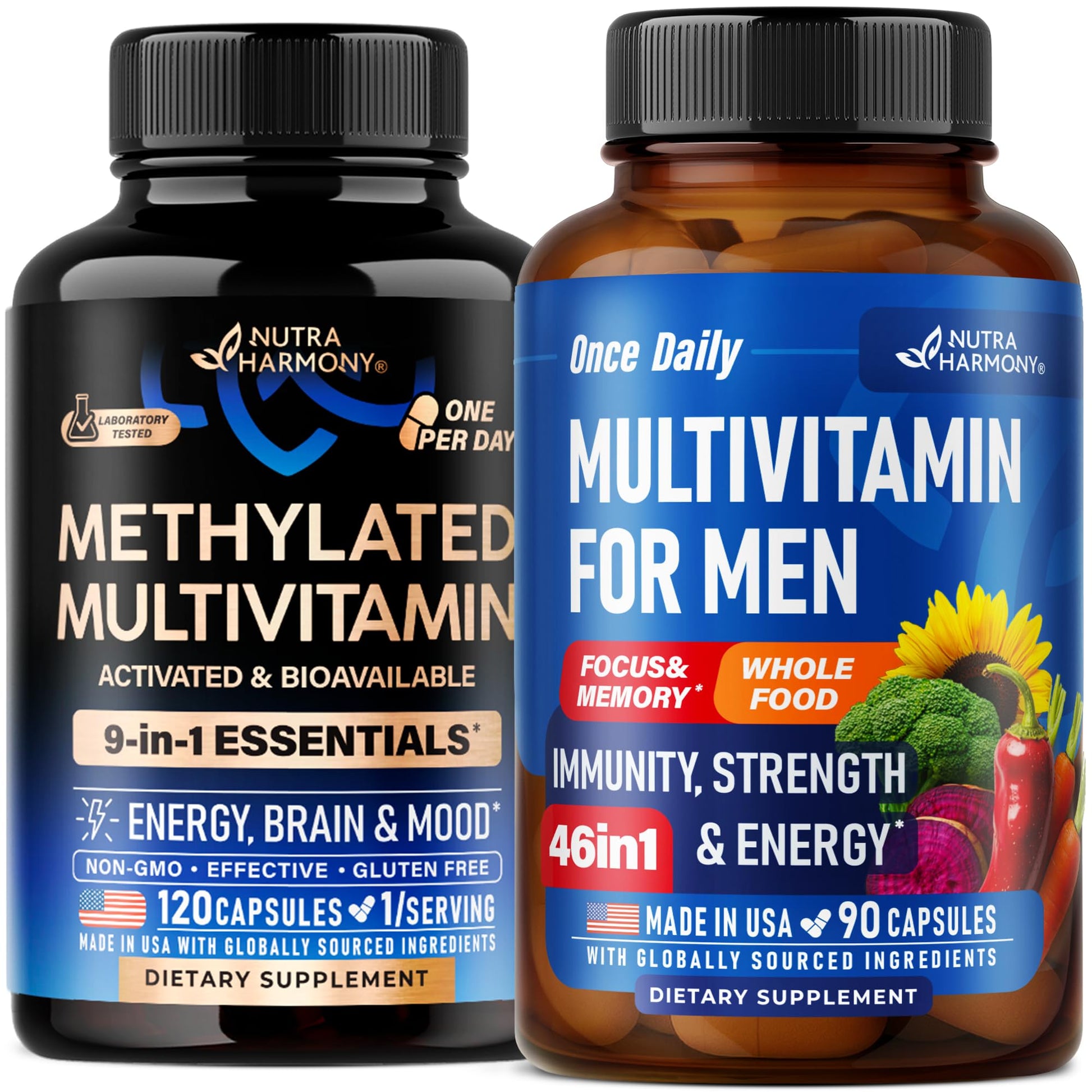 Botella multivitamínico metilado Nutraharmony para hombres