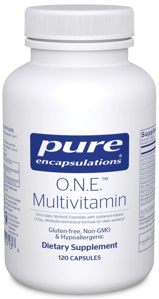 Botella de multivitamínico Pure Encapsulations O.N.E. 120 cápsulas