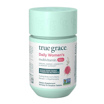 Botella de multivitamínico True Grace para mujeres mayores de 50 años