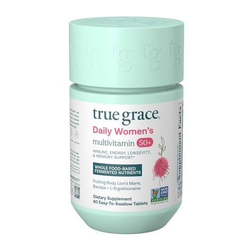 Botella de multivitamínico True Grace para mujeres mayores de 50 años