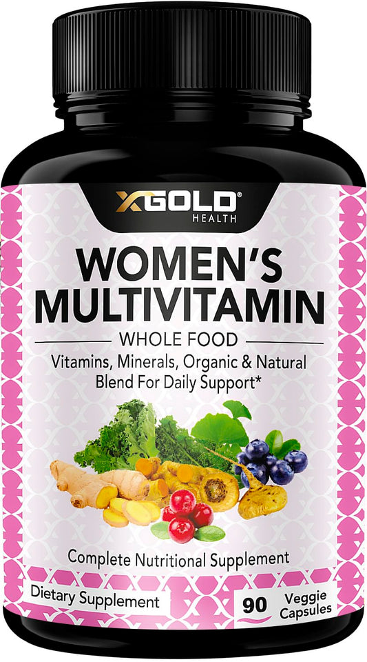 Botella de multivitamínico vegano para mujeres de X Gold Health