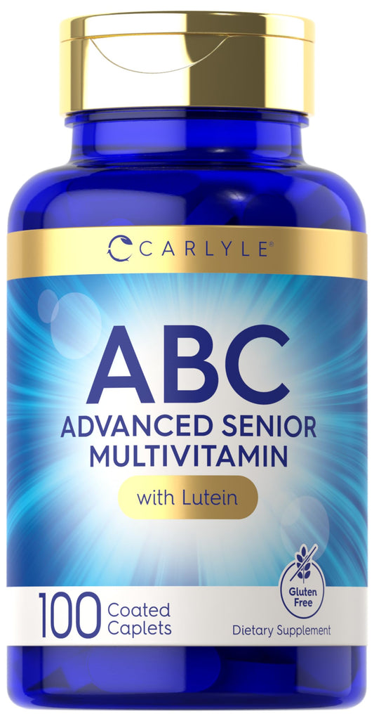 Botella de multivitamínicos Carlyle para mayores de 60 años.