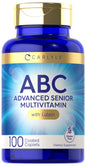 Botella de multivitamínicos Carlyle para mayores de 60 años.
