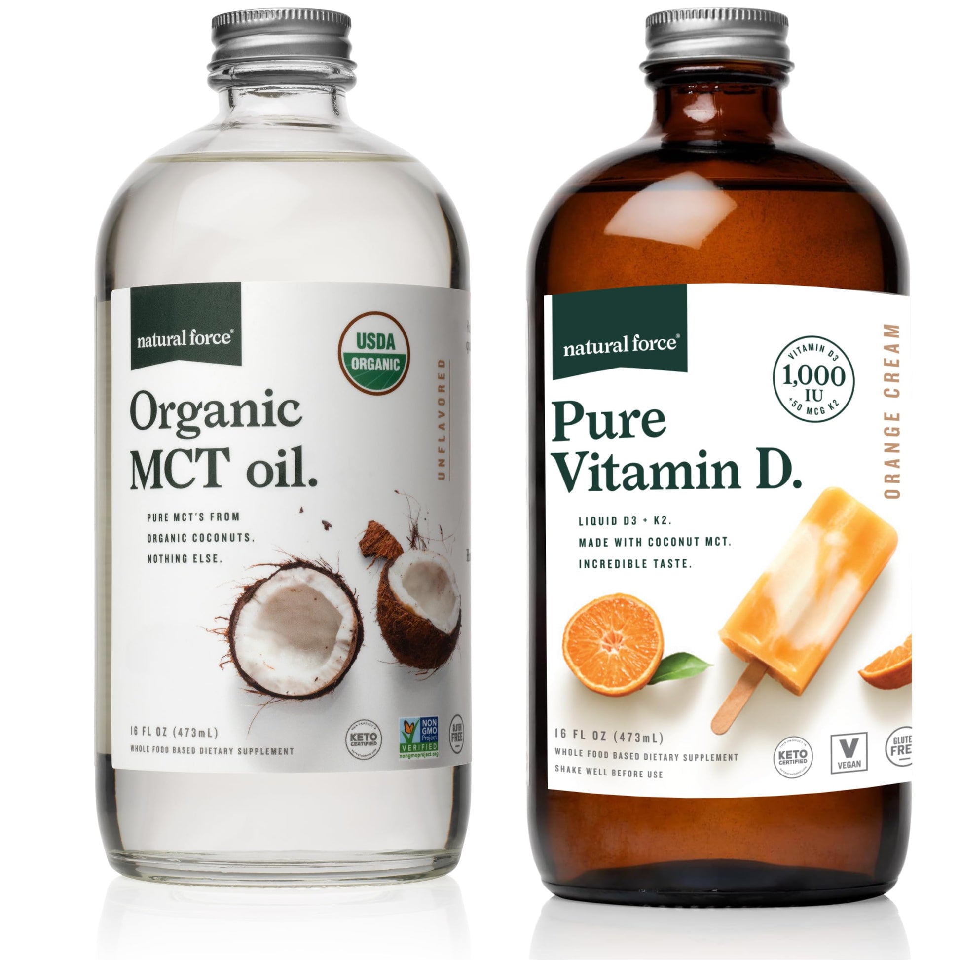 Botella Natural Force Vitamina D pura crema naranja 16 oz