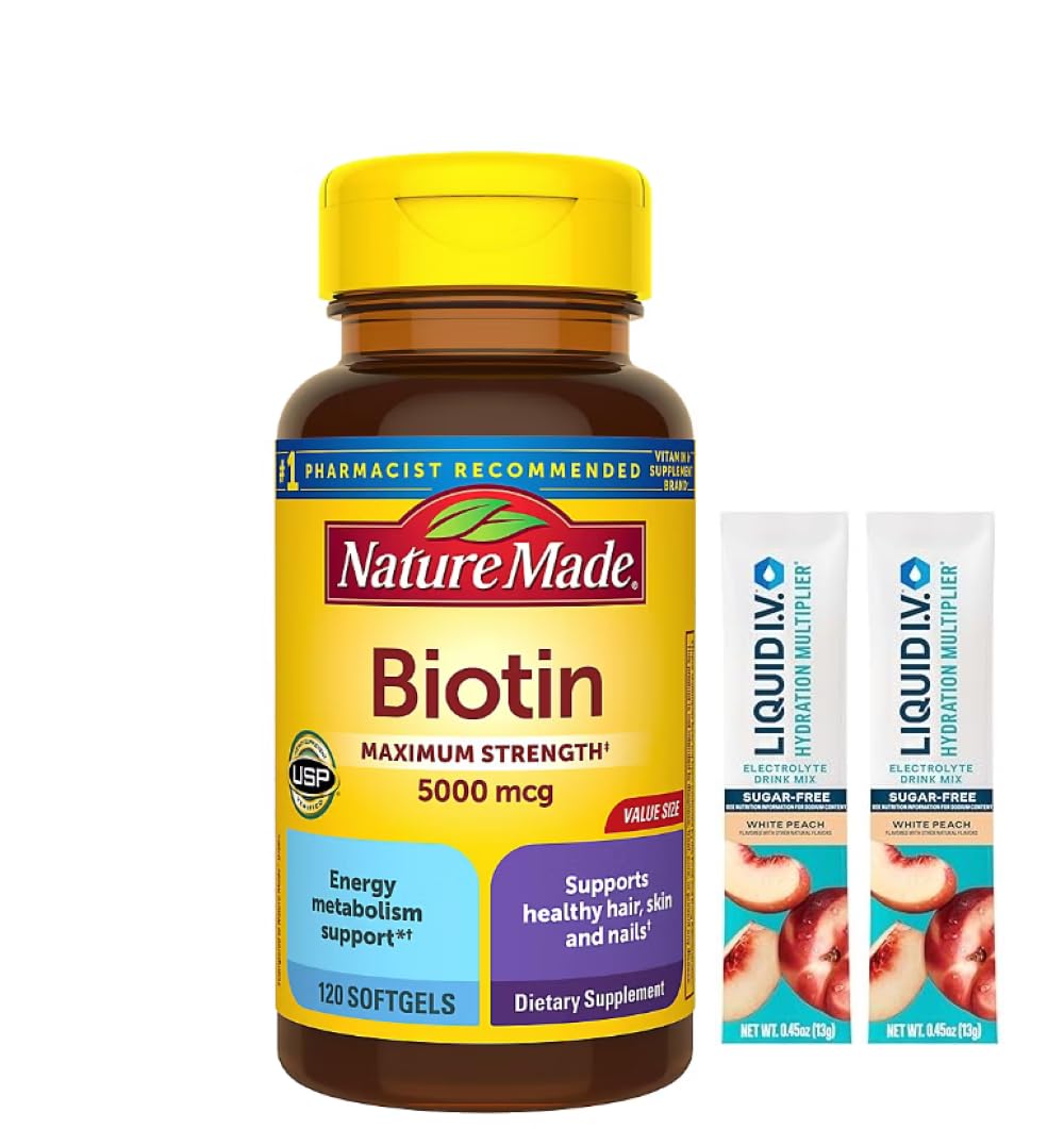 Botella Nature Made biotina 5000mcg para cabello piel y uñas