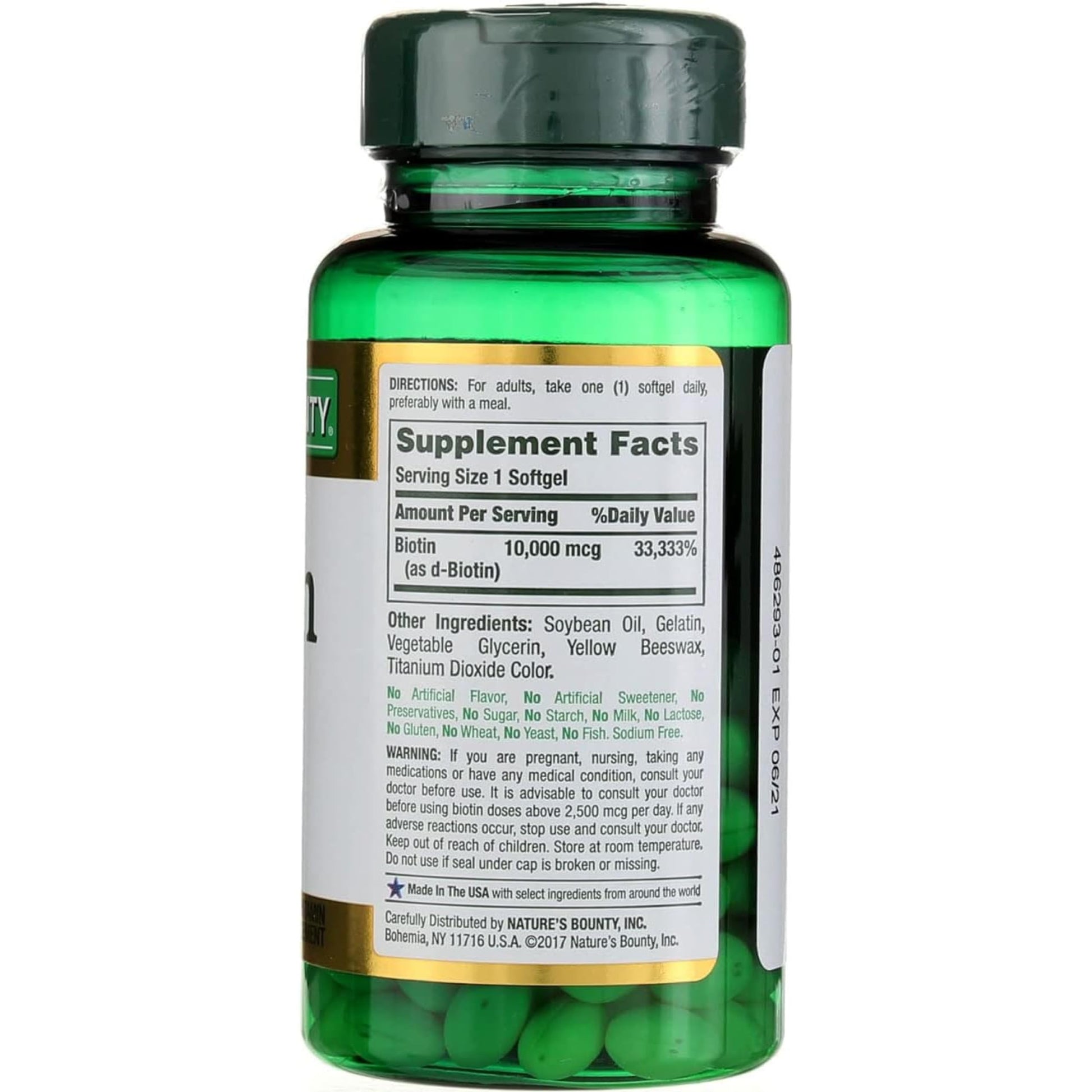 Botella Nature's Bounty Biotina ultra fuerza 10000 mcg