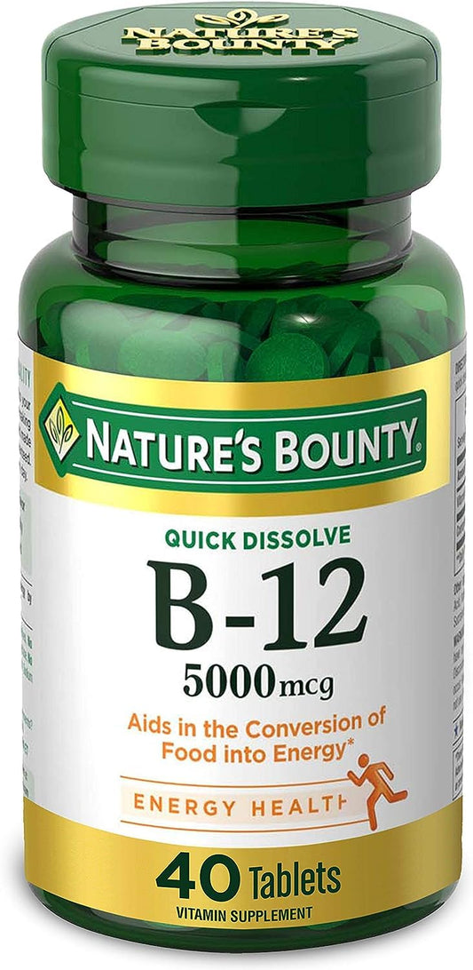 Botella Nature's Bounty Vitamina B12 5000mcg 40 tabletas