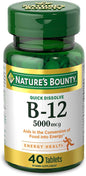 Botella Nature's Bounty Vitamina B12 5000mcg 40 tabletas
