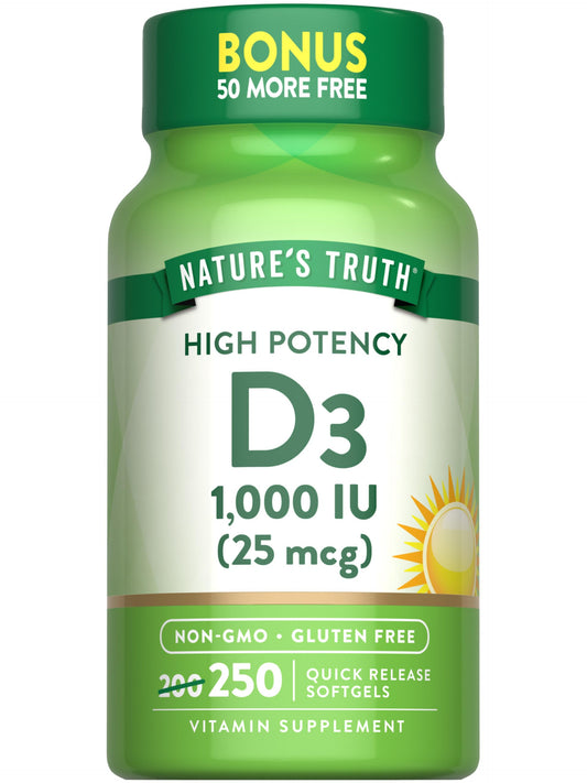 Botella Nature's Truth vitamina d3 1000 ui cápsulas blandas