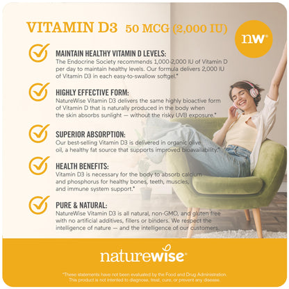Botella NatureWise con cápsulas vitamina D3 para 1 año de uso