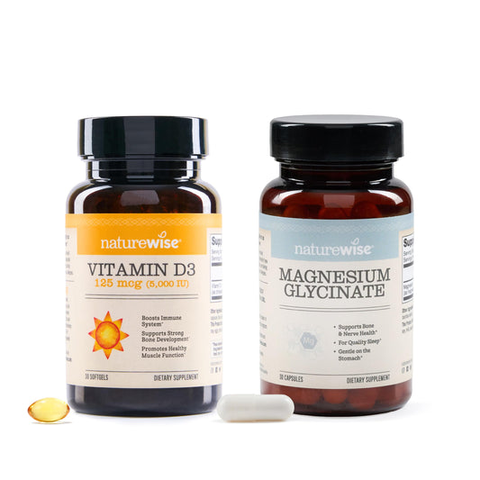 Botella NatureWise vitamina D3 y magnesio glicinato