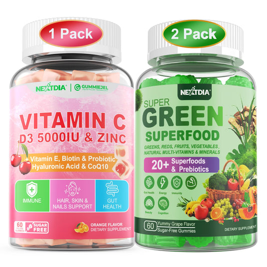 Botella Nextdia gomitas vitaminas C D3 zinc