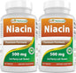 Botella de Niacina Best Naturals 500 mg 250 tabletas paquete de 2