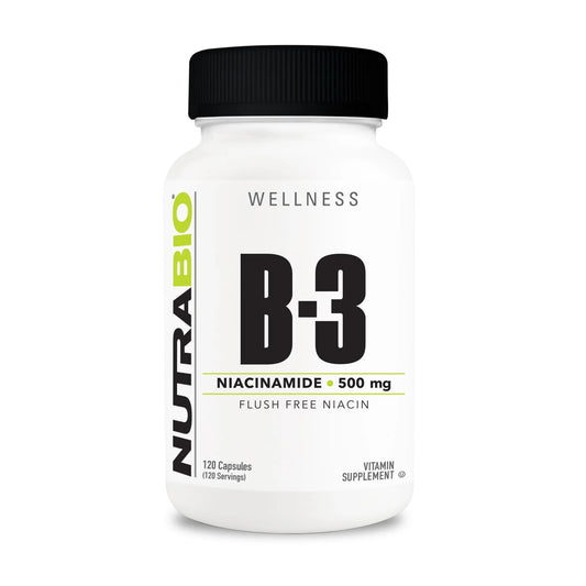 botella niacinamida nutrabio 500mg 120 cápsulas vegetales