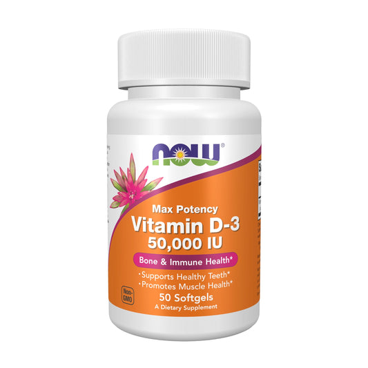 Botella NOW Foods Vitamina D-3 50,000 UI