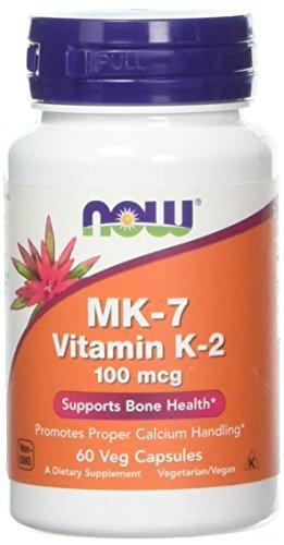 Botella Now Foods vitamina K-2 MK-7 100 mcg 60 cápsulas vegetales