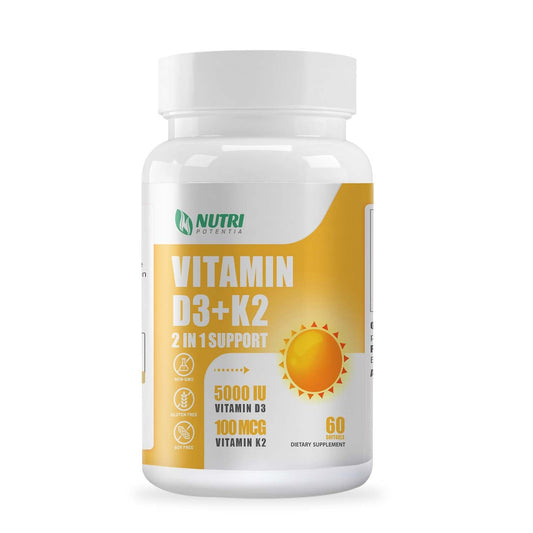 Botella de NUTRI POTENTIA Vitamina D3 K2 con Aceite MCT