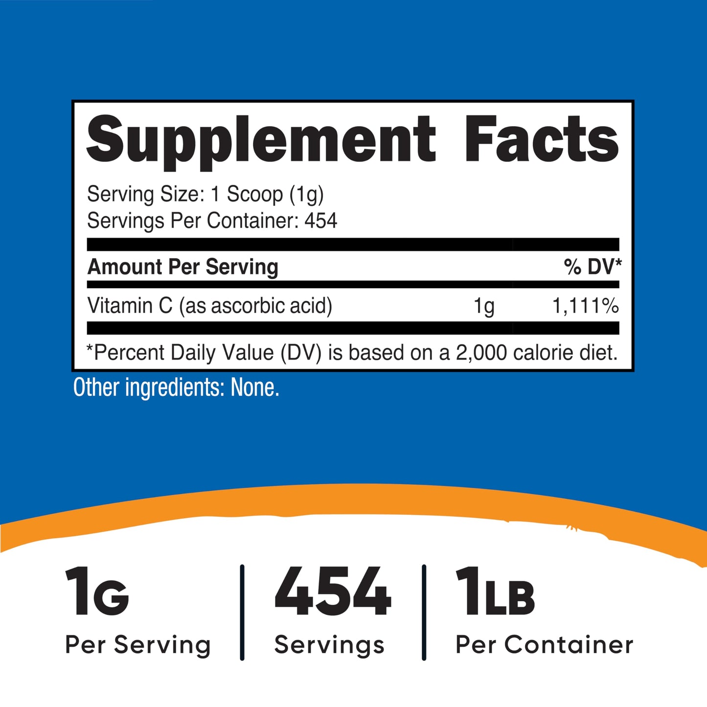 Botella Nutricost ácido ascórbico 1 libra