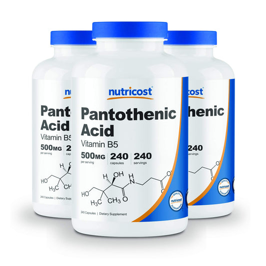 Botella Nutricost ácido pantoténico vitamina b5 500mg