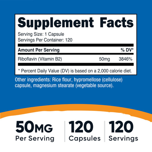 Botella Nutricost R-5-P vitamina B2 cápsulas veganas