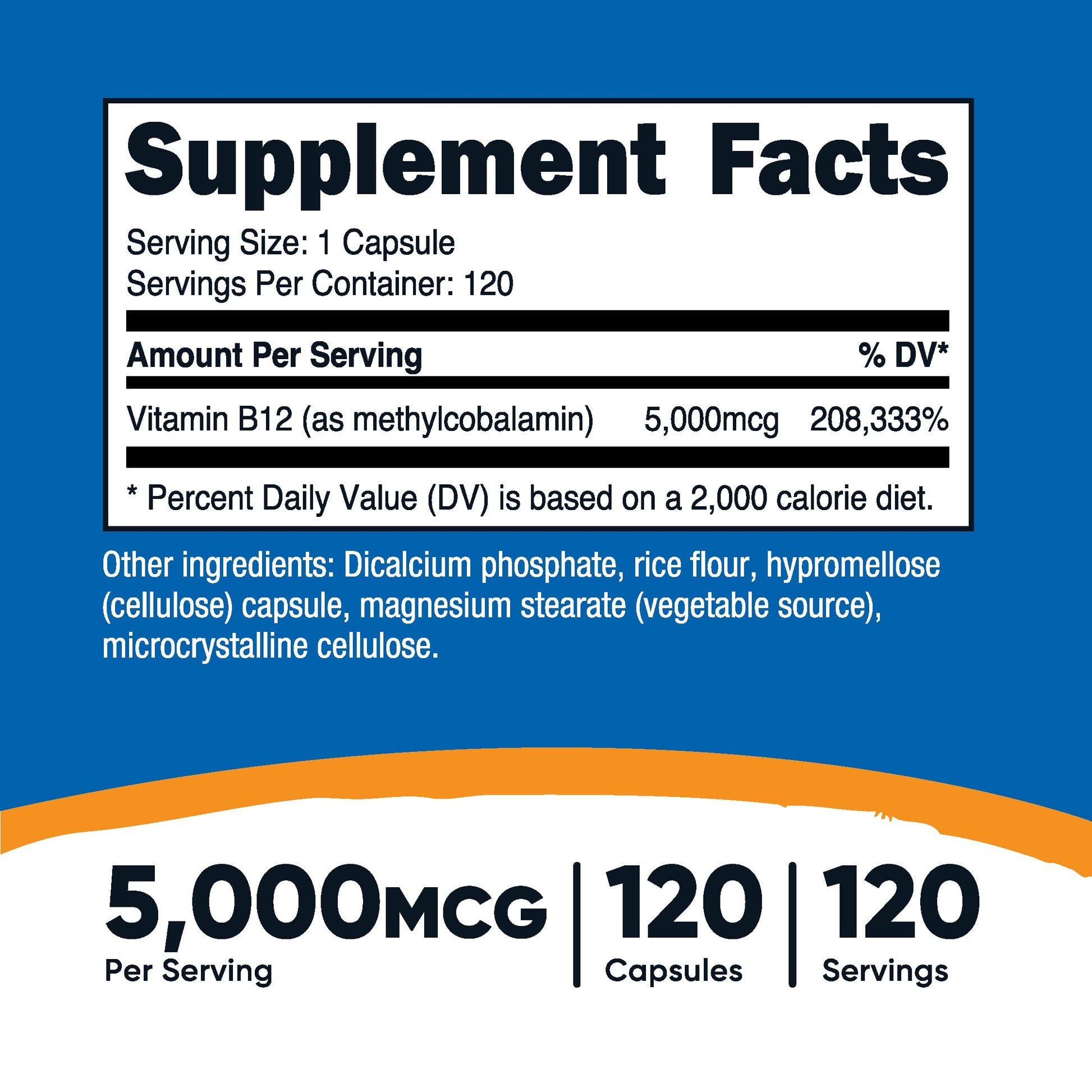 Botella Nutricost cápsulas vitamina B12 120 unidades
