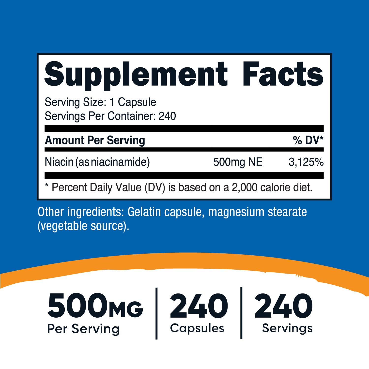 Botella Nutricost vitamina B3 Niacinamida 500mg