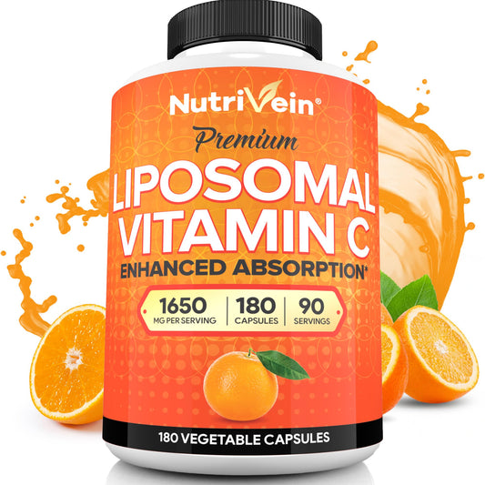 Botella Nutrivein vitamina C liposomal 1650mg 180 cápsulas