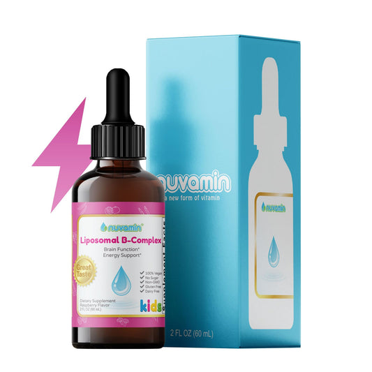 Botella Nuvamin gotas liposomales complejo B 2oz sabor frambuesa