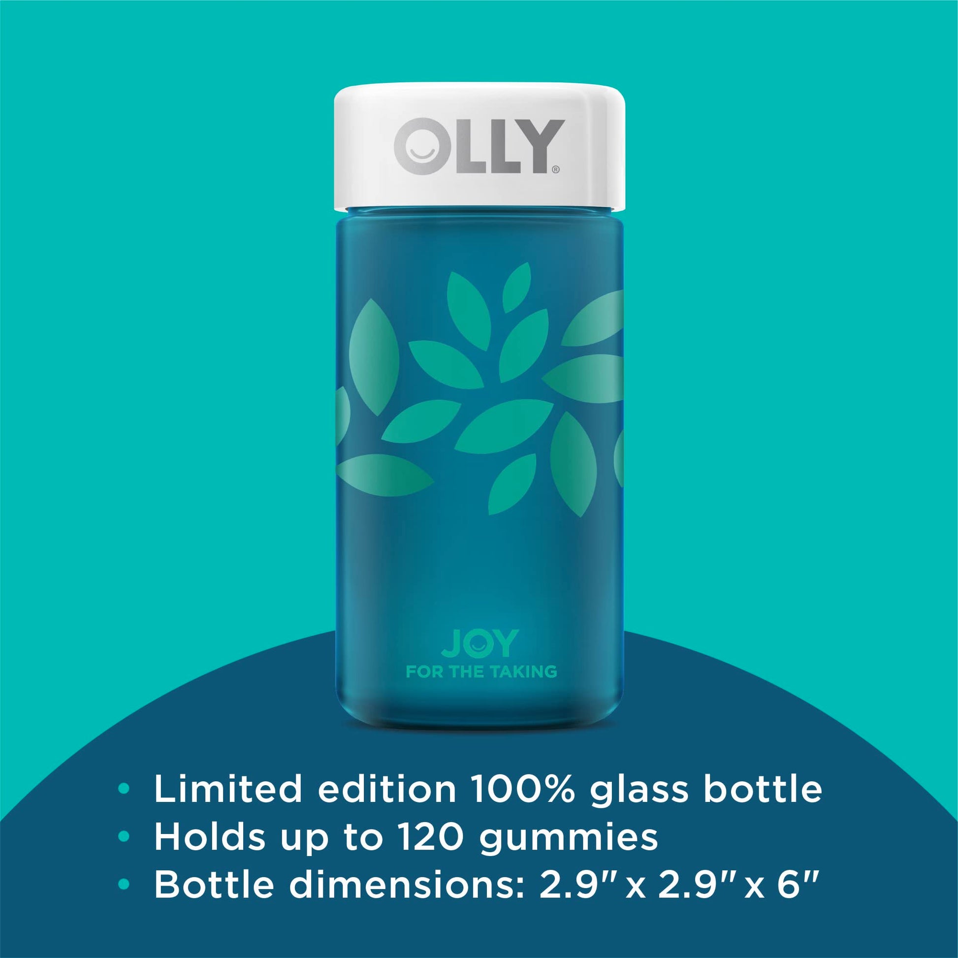 Botella OLLY Joy Jar 100% vidrio, capacidad 120 gomitas