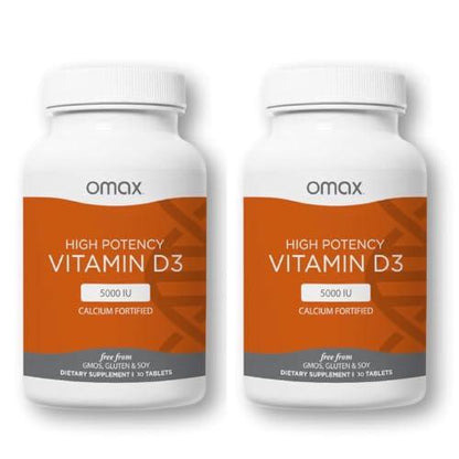 Botella Omax3 vitamina D3 5000 IU y calcio