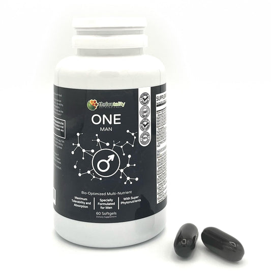 Botella de ONE Man multivitamínico Thrivetality