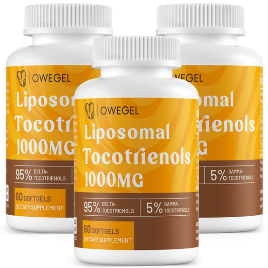 Botella owegel tocotrienoles liposomal vitamina E 1000 mg 180 softgels