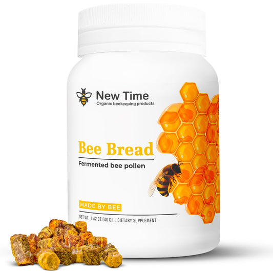 Botella de pan de abeja orgánico frente