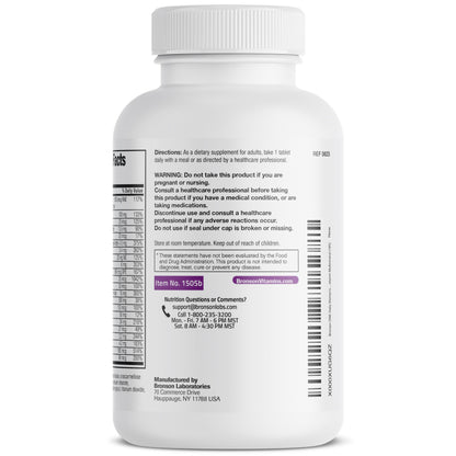 Botella y pastillas sueltas de Bronson multivitamínico