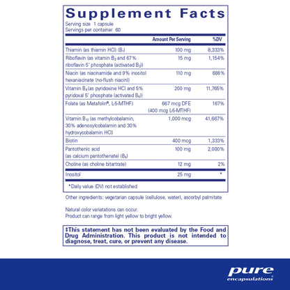 botella pure encapsulations b6 complejo vitamina b6 suplemento nutricional