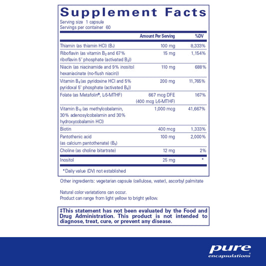 botella pure encapsulations b6 complejo vitamina b6 suplemento nutricional