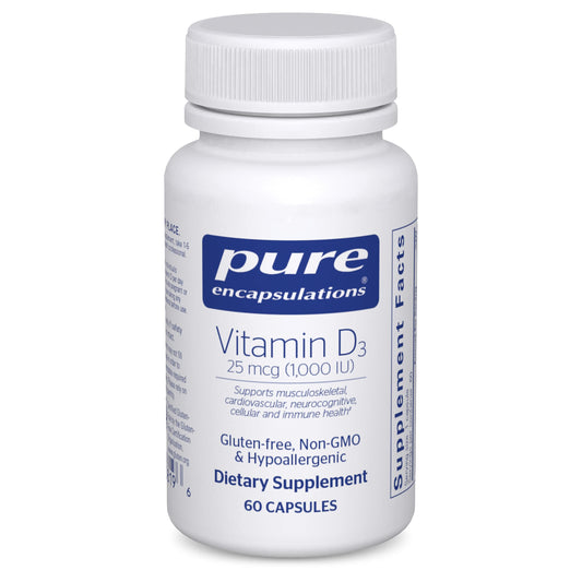 Botella Pure Encapsulations Vitamina D3 1000 UI 60 cápsulas