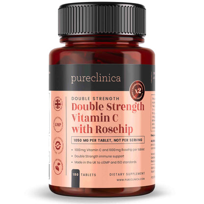 Botella pureclinica Vitamina C y Rosa Mosqueta 2000mg 180 tabletas