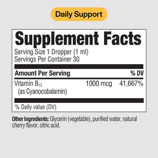 Botella PureFormulas vitamina B12 1000 mcg gotas líquidas