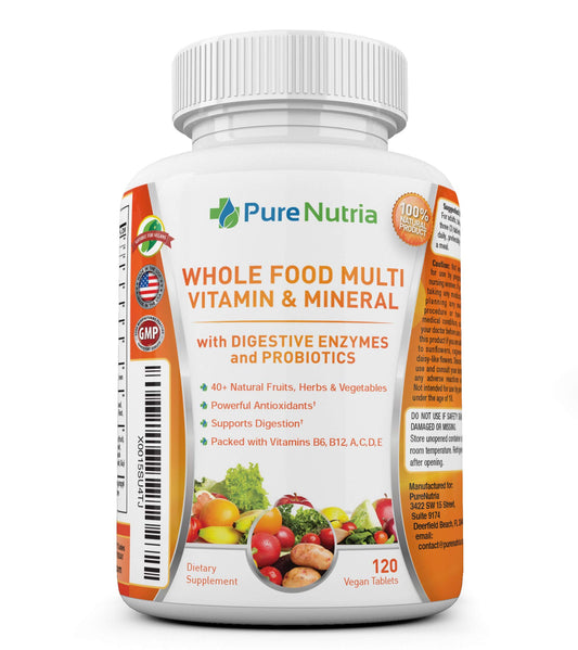Botella de PureNutria multivitamínico de alimentos integrales