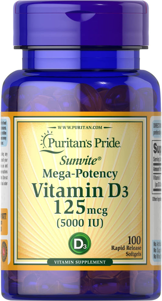 Botella Puritan's Pride Vitamina D3 5000 UI