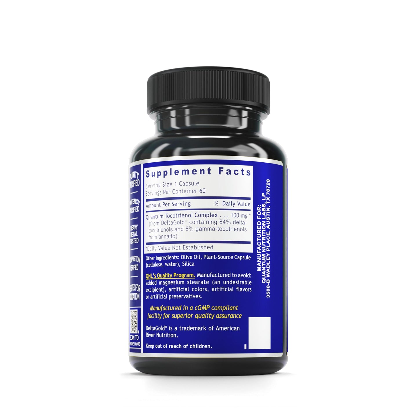 Botella QNL Quantum Delta Tocotrienol 60 cápsulas vitamina e