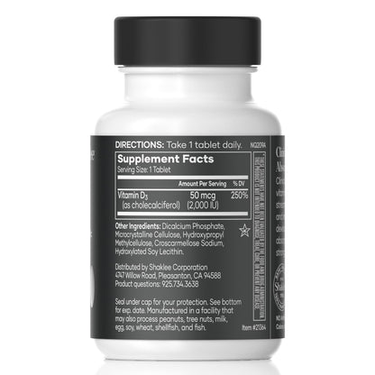 Botella Shaklee Vita-D3 2000 IU, tabletas para salud ósea