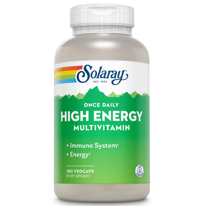 botella solaray multivitamínico alta energía 180 cápsulas