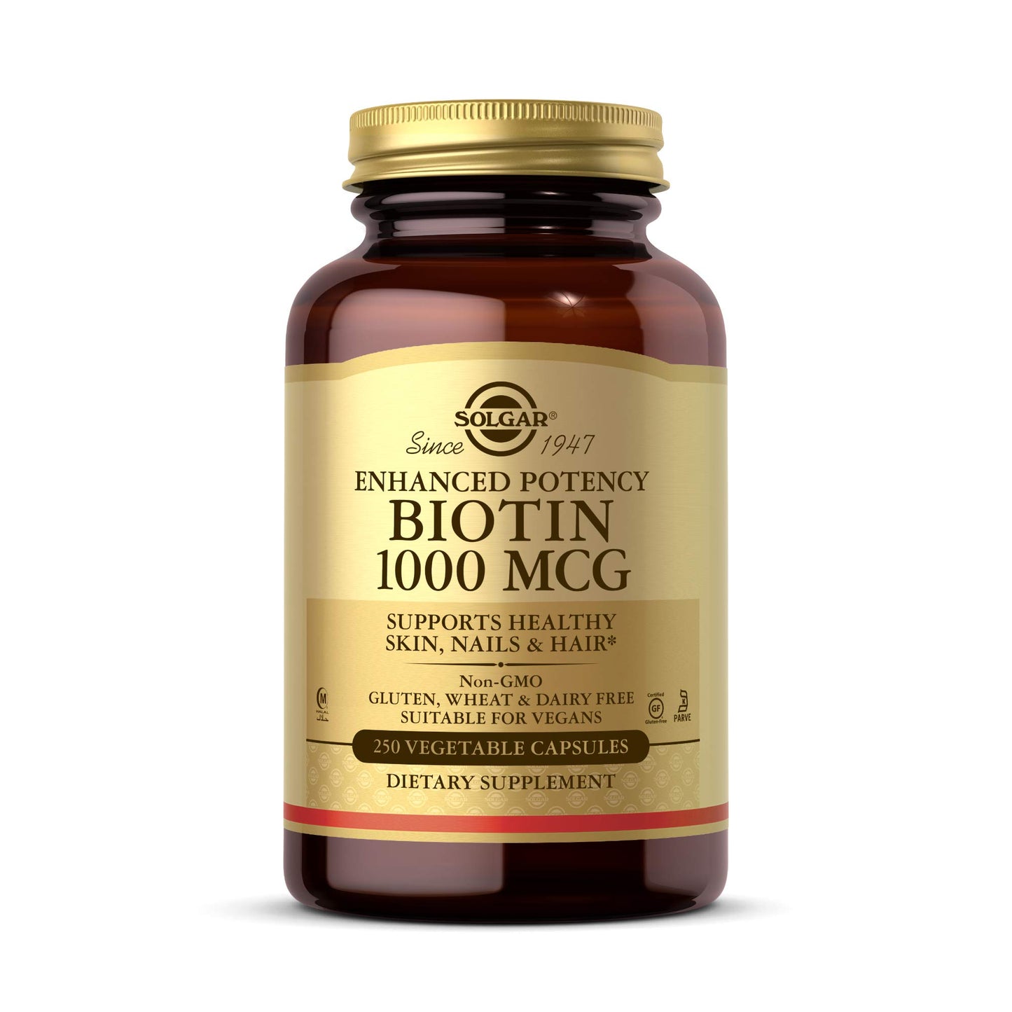 Botella Solgar Biotina 1000 mcg 250 cápsulas vegetales